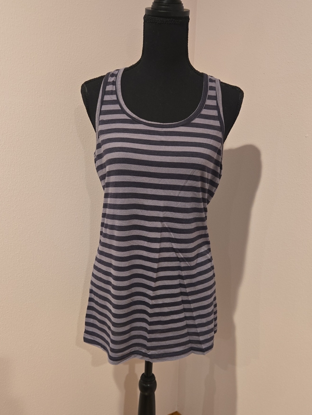 oiselle Striped Racerback Tank Top in Gray & Black